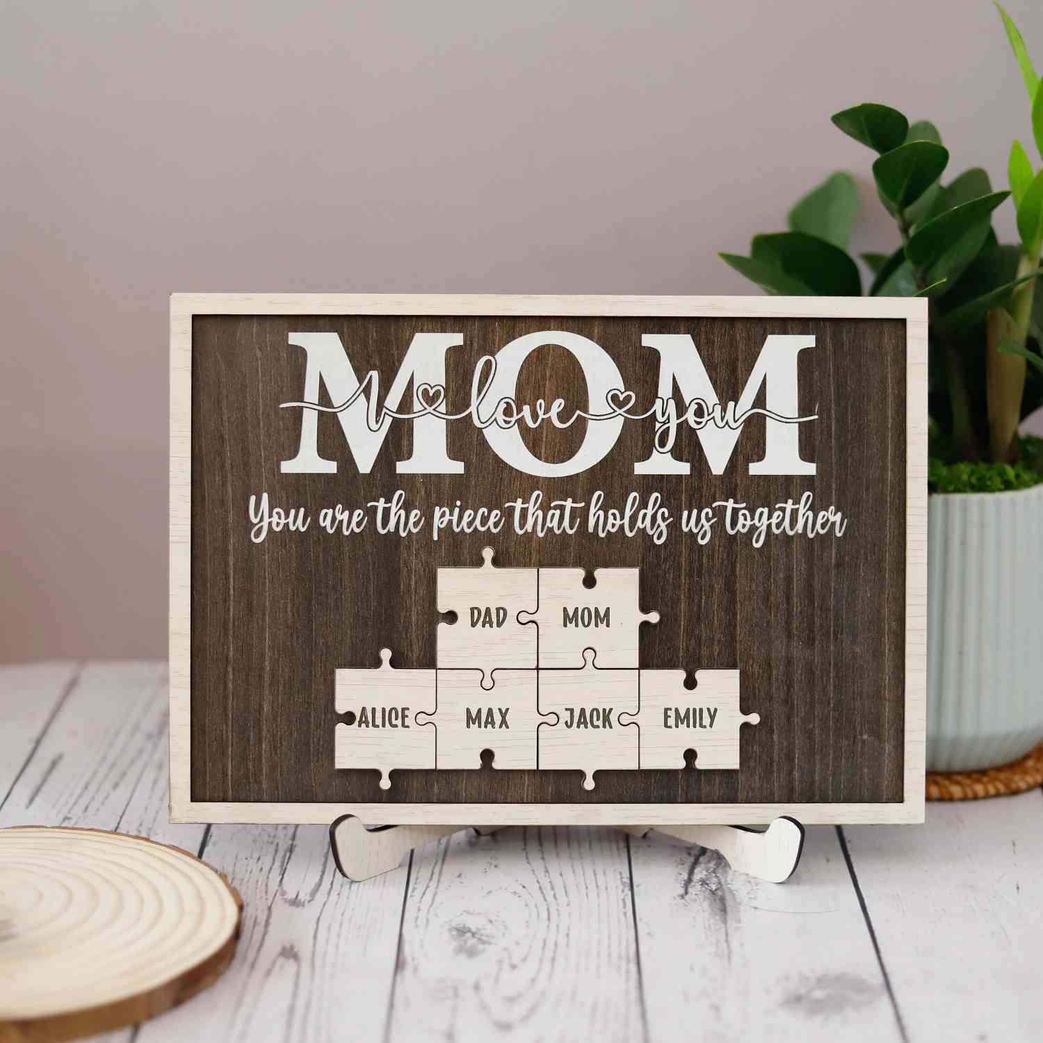 Custom Mom Puzzle Sign, Customize Mother's Day Gift For Mimi Wood Name Puzzle