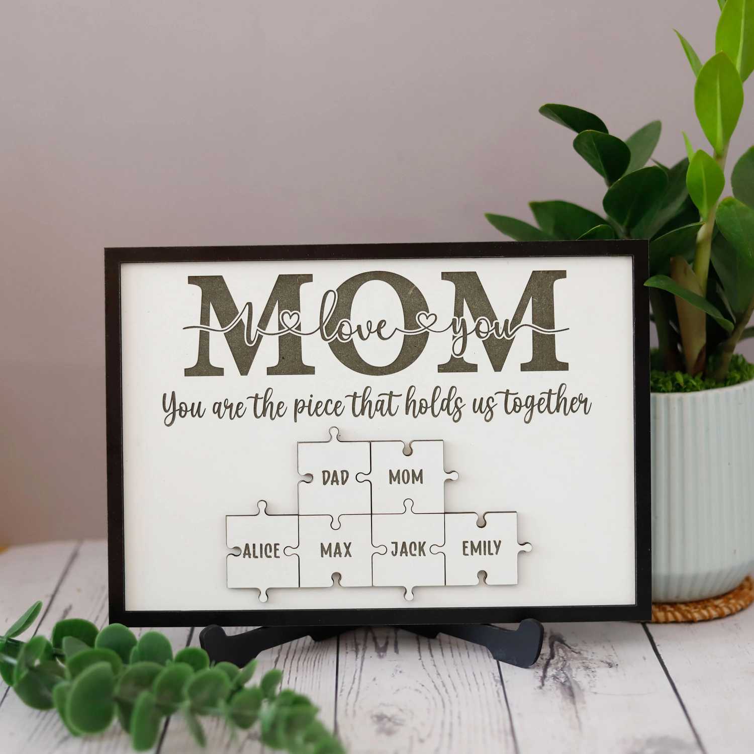 Custom Mom Puzzle Sign, Customize Mother's Day Gift For Mimi Wood Name Puzzle