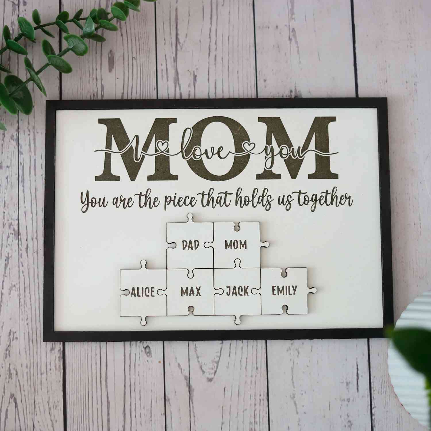 Custom Mom Puzzle Sign, Customize Mother's Day Gift For Mimi Wood Name Puzzle