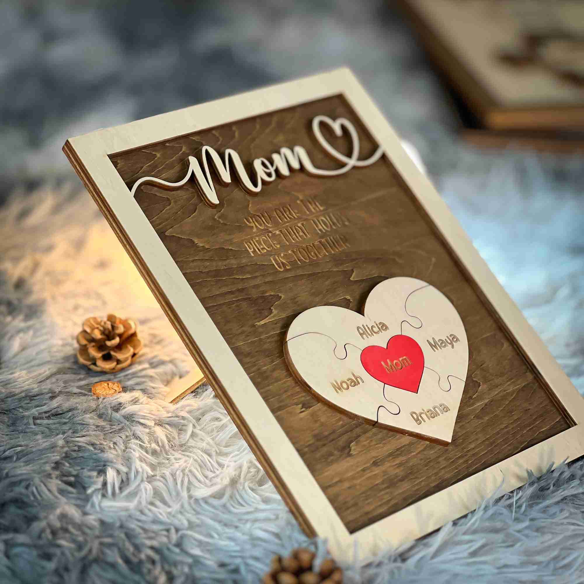 Custom Mothers Day Puzzle, Personalized Mom You Are The Piece That Holds Us Together Puzzle Sign