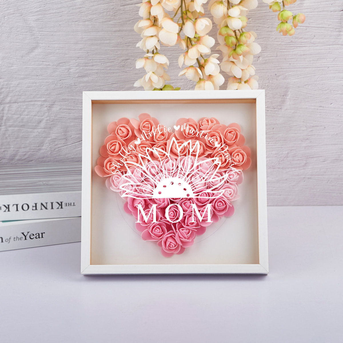 Personalized for Mom Flower Shadow Box, Personalized Mom Flower Shadow Box,Mother's Day Gift