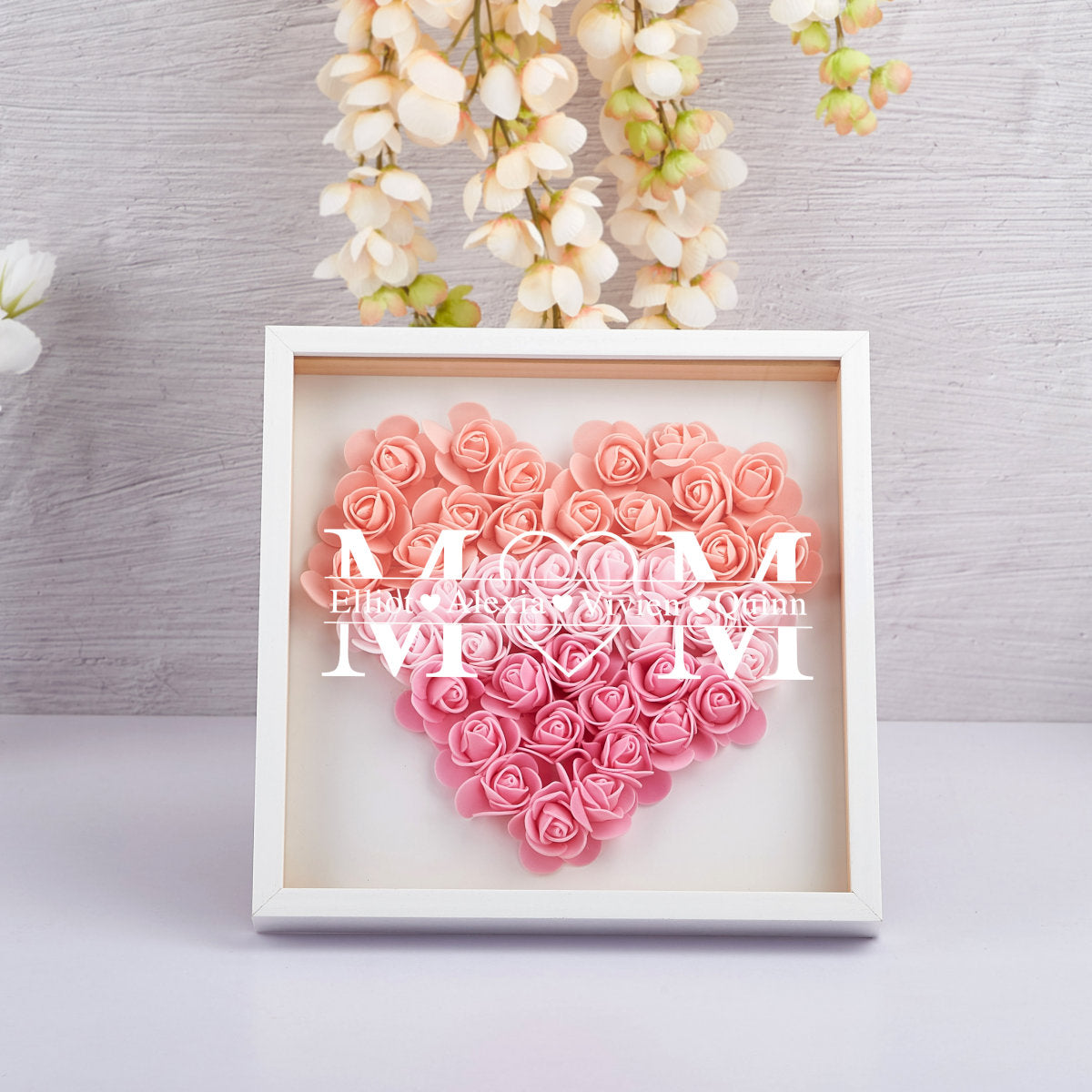 Personalized for Mom Flower Shadow Box, Handcrafted Mom's Present-Gifts for Mom