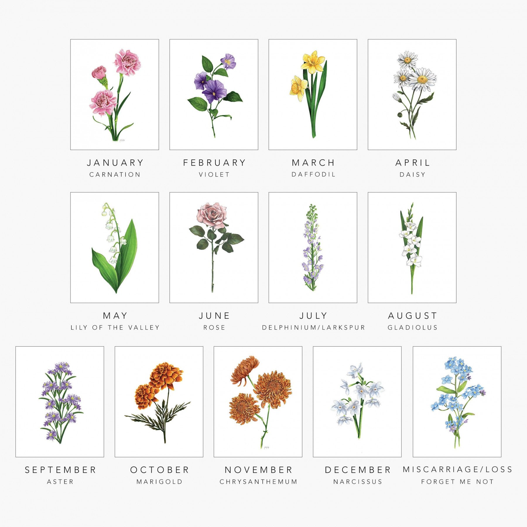 Grandma's Garden Birth Month Flower Custom Art Print Frame Christmas Gift Ideas for Mom Grandma
