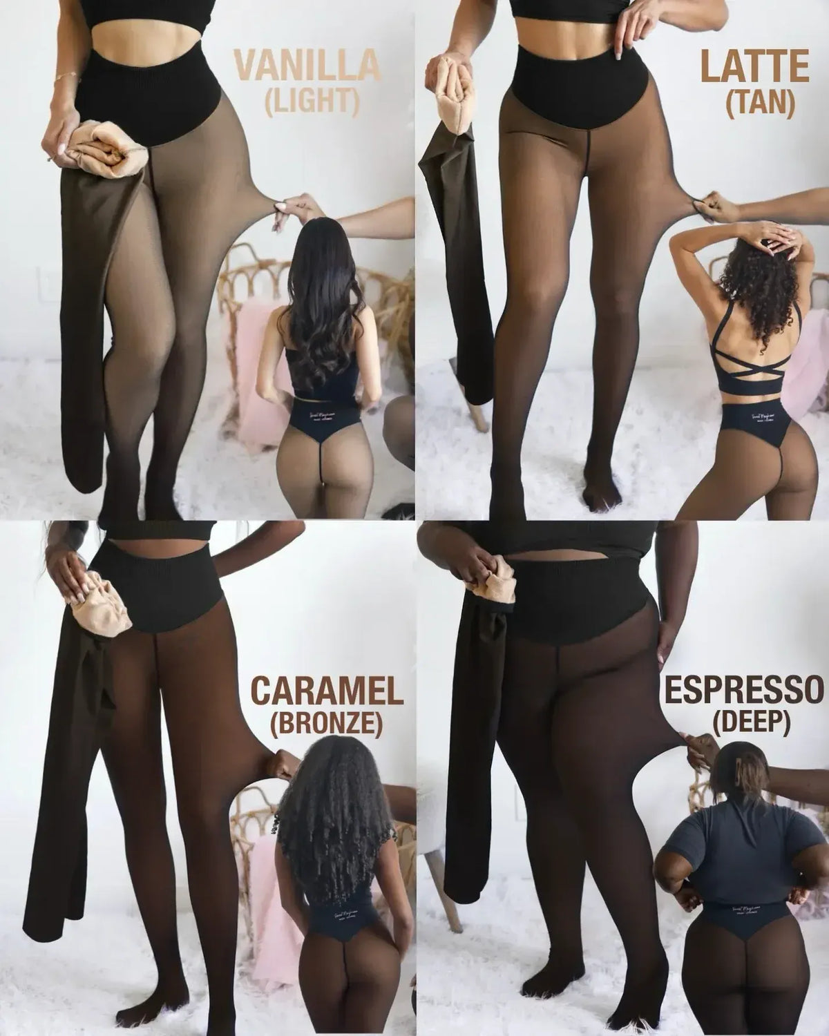 Fleece Lined Sheer Tights-Warm High-Waisted Thermal Pantyhose for Women