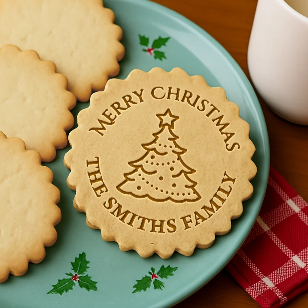 Personalized Merry Christmas Style Cookie Stamp — Custom Holiday Baking Gift for Family