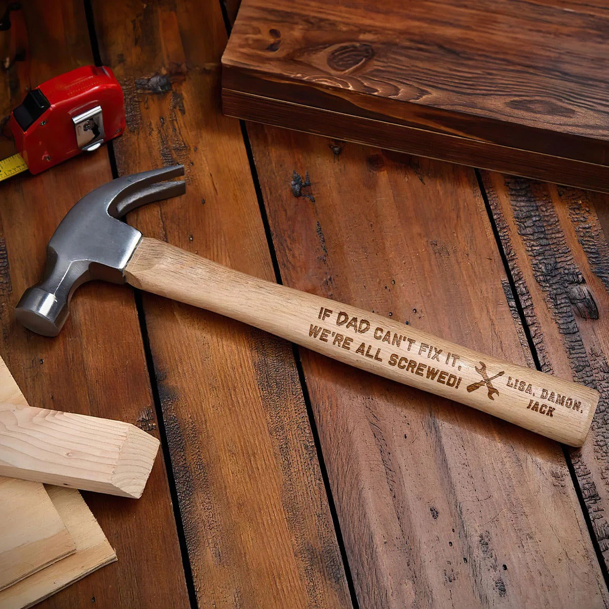 If Dad Can't Fix It - Personalized Wooden Hammer