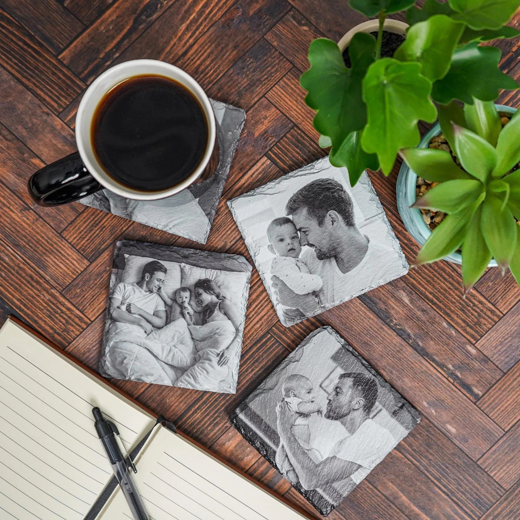Custom Photo Coaster Set for Dad - Father's Day Gift from Kids