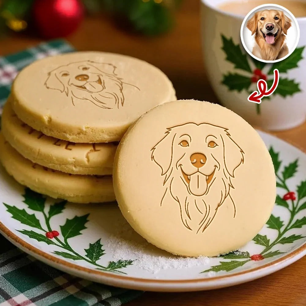 Custom Pet Photo Cookie Stamp — Personalized Line-Art Dog & Cat Design Gift for Pet Lovers