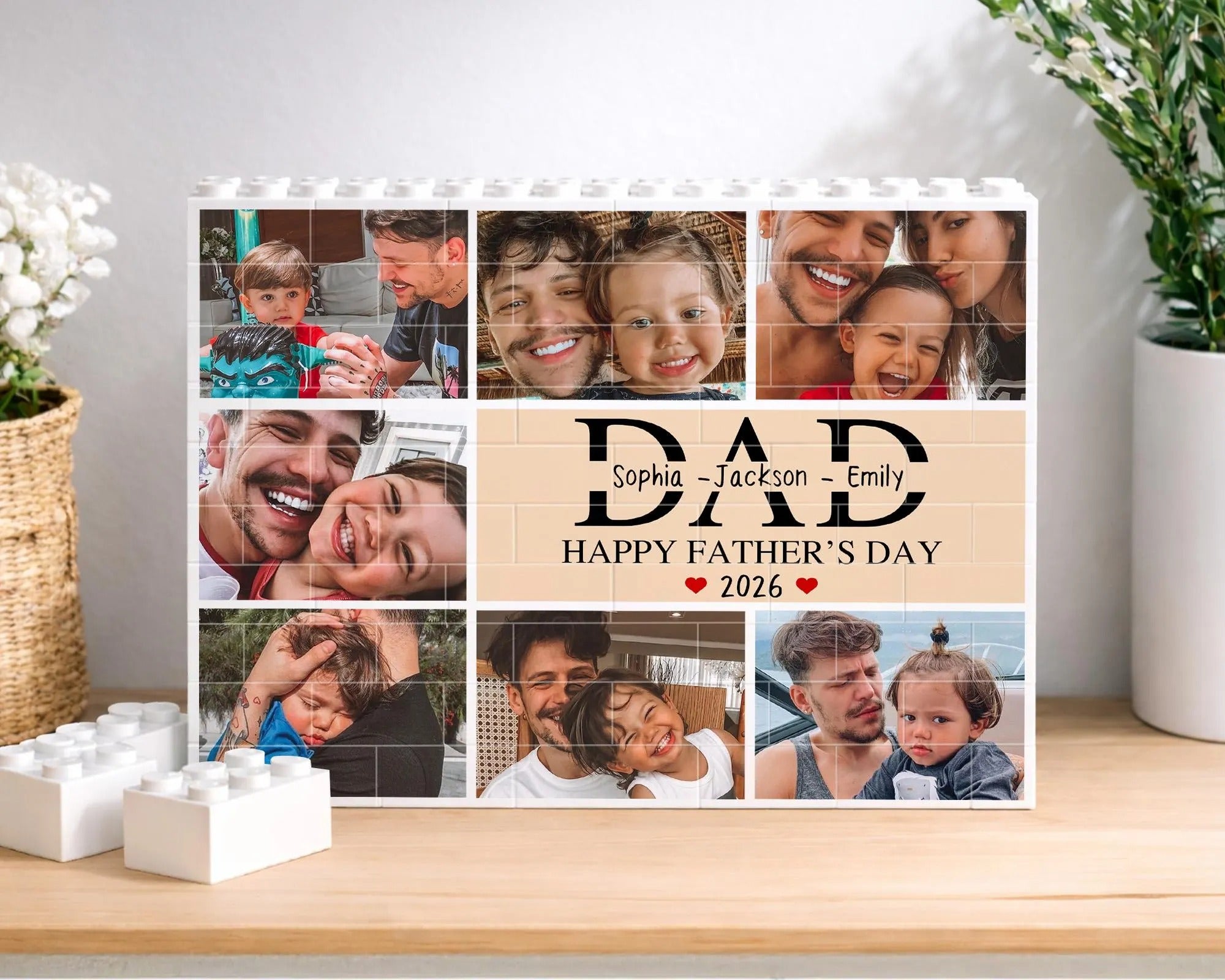 Personalized Dad Building Block Puzzle | Custom Kids Name & Photo Father's Day Keepsake Gift