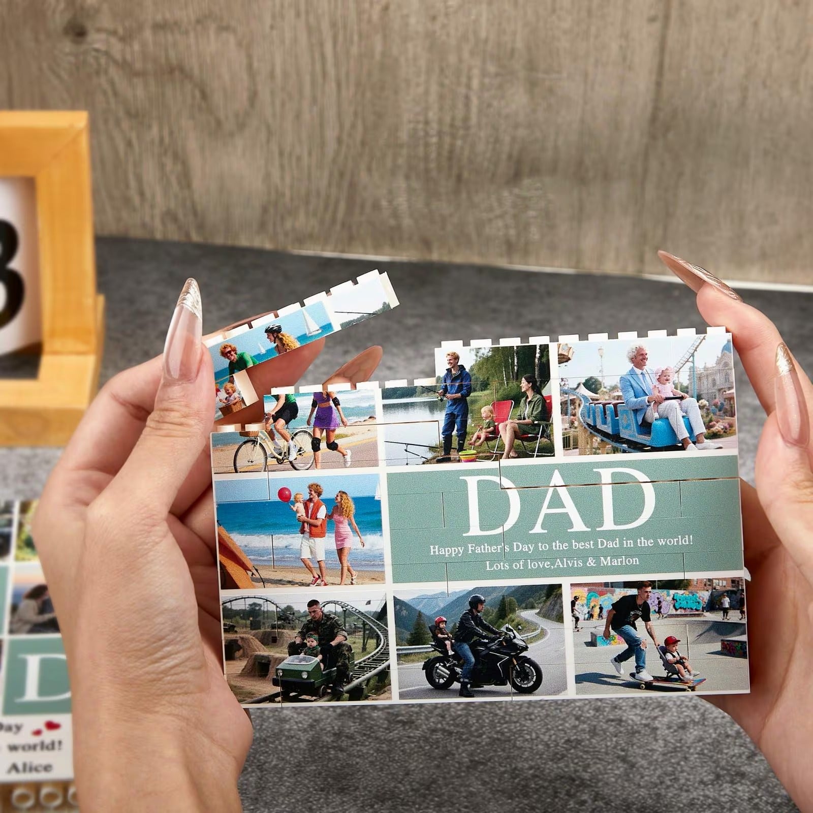 Personalized Photo Puzzle Blocks for Daddy | Custom Father's Day Gift, Family Memory Wall Art, DIY Building Set
