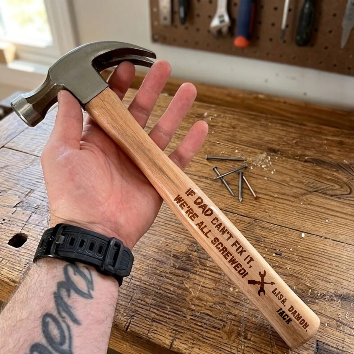 If Dad Can't Fix It - Personalized Wooden Hammer
