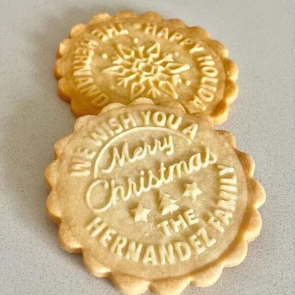 Custom Merry Christmas Cookie Stamp — Family Name Personalized, Multiple Design Options for Holiday Baking