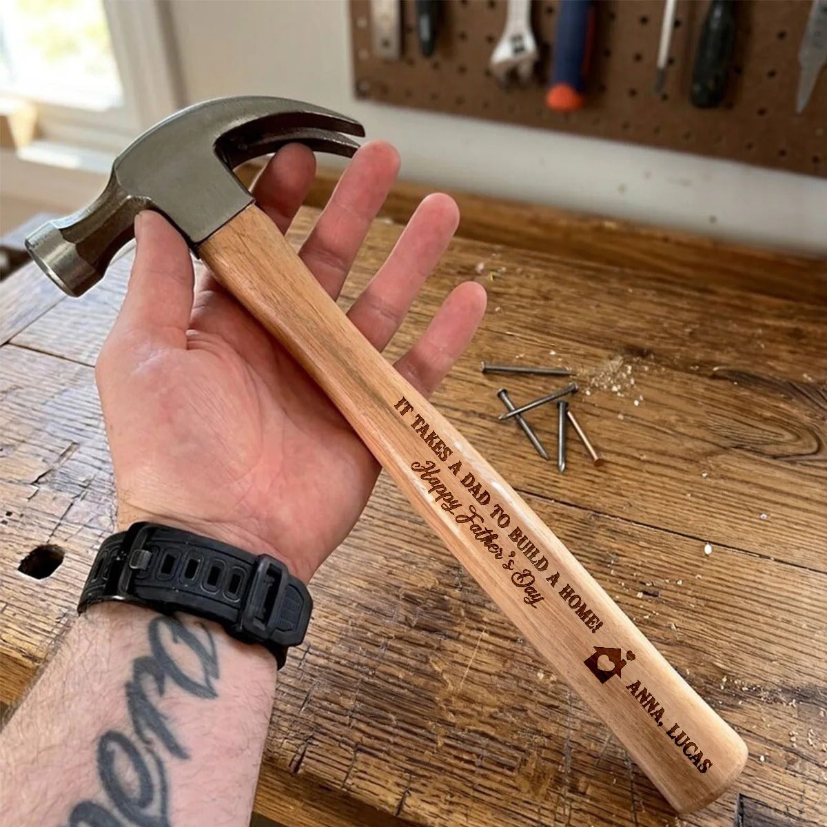 It Takes A Dad To Build A Home - Personalized Wooden Hammer