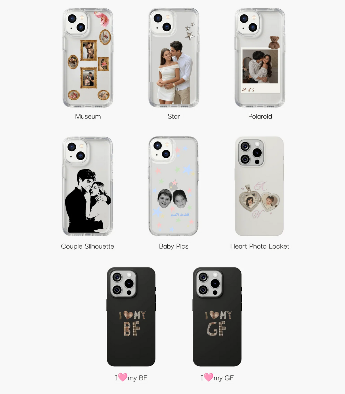 Custom Couple Photo Phone Case – 8 Romantic Designs, Personalized Boyfriend Girlfriend Gift, Fits All Smartphone Models
