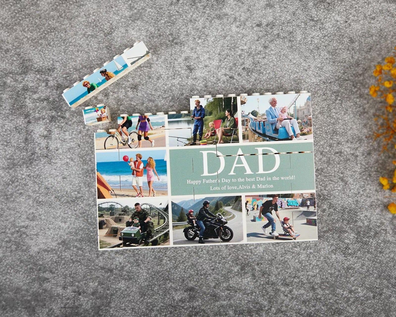 Personalized Photo Puzzle Blocks for Daddy | Custom Father's Day Gift, Family Memory Wall Art, DIY Building Set