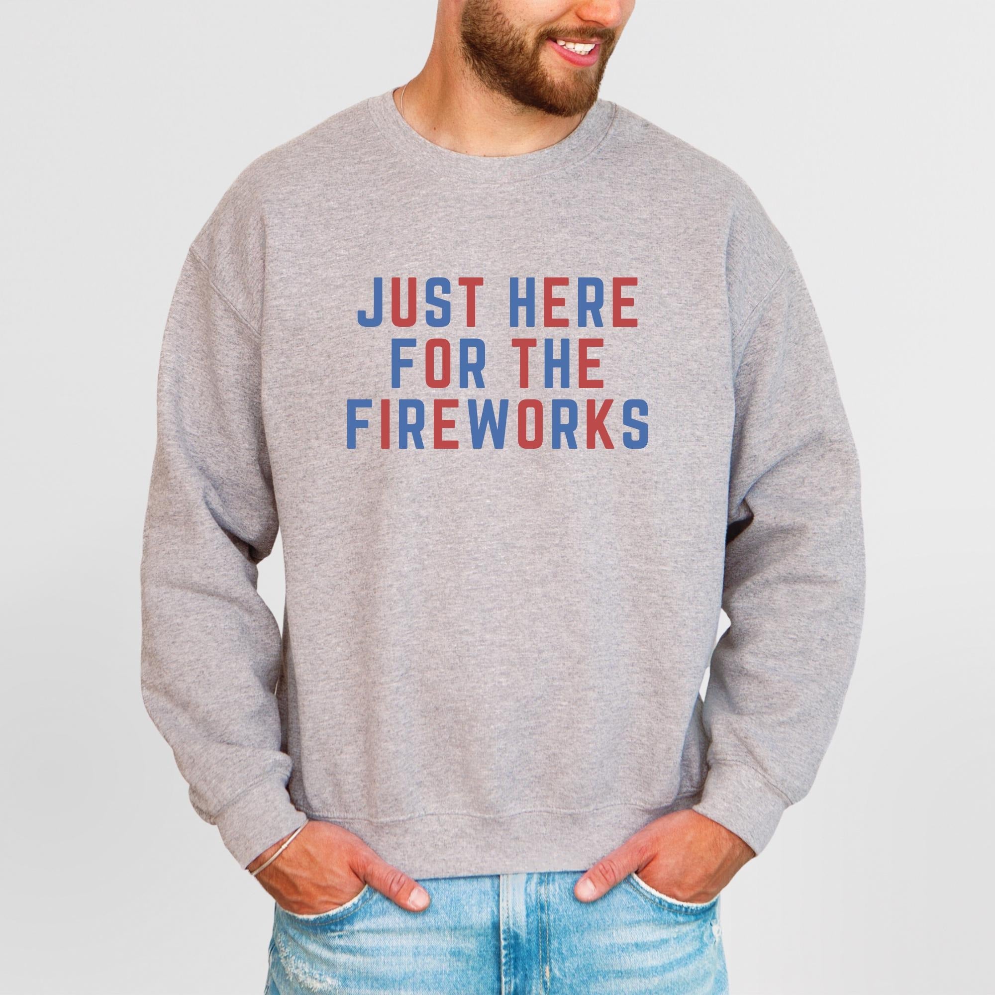 Funny Couple Matching 4th of July Couples Shirt – Just Here for the Fireworks, American Flag Tee