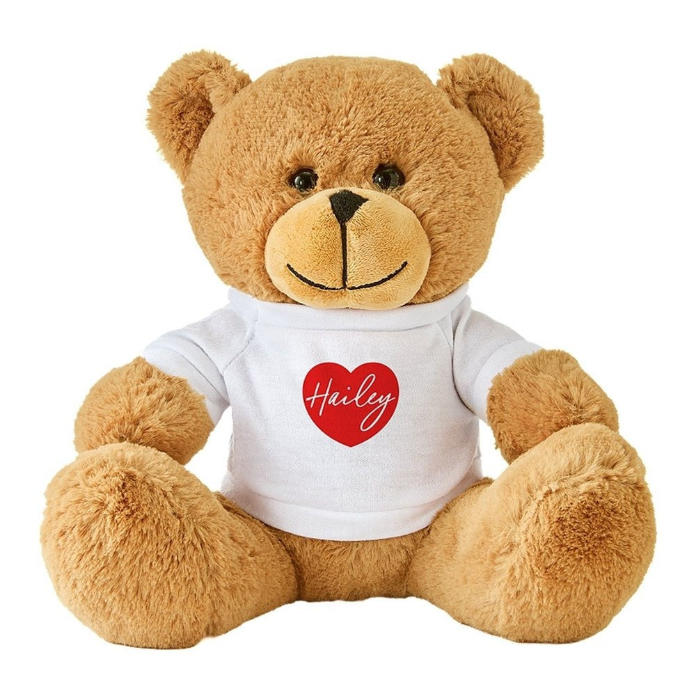 Plush Teddy Bear Gram with Playful Hearts Tee — Cute Stuffed Bear, Sweet Gift for Him & Her