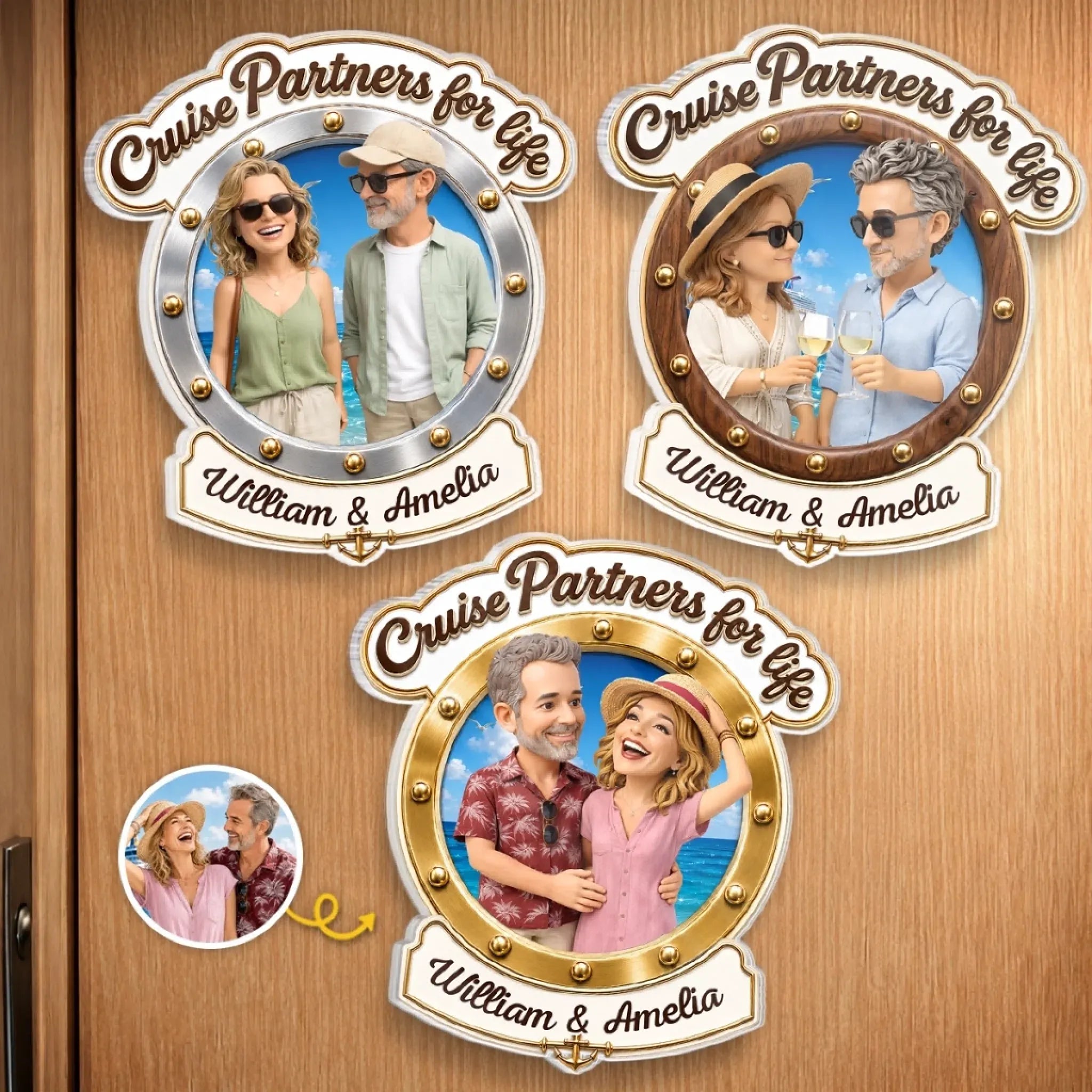 Custom Photo Cruise Ship Door Magnet – Personalized Cabin Sign for Couples, Romantic Travel Gift for Husband & Wife, Cruise Lovers Décor