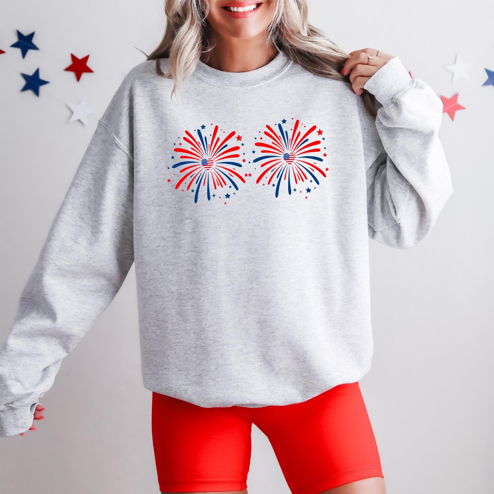 Funny Couple Matching 4th of July Couples Shirt – Just Here for the Fireworks, American Flag Tee