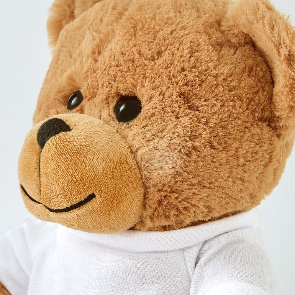 Plush Teddy Bear Gram with Playful Hearts Tee — Cute Stuffed Bear, Sweet Gift for Him & Her