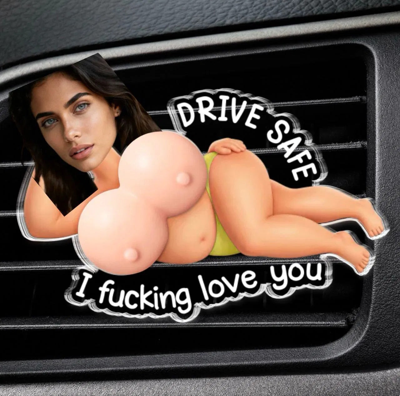 Custom Photo Squishy Acrylic Car Vent Clip – Personalized Anniversary Wedding Gifts For Husband And Wife, Him And Her – Keep Your Eyes On The Road