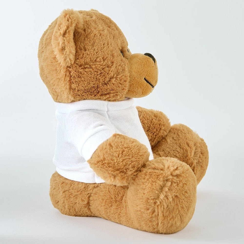 Plush Teddy Bear Gram with Playful Hearts Tee — Cute Stuffed Bear, Sweet Gift for Him & Her