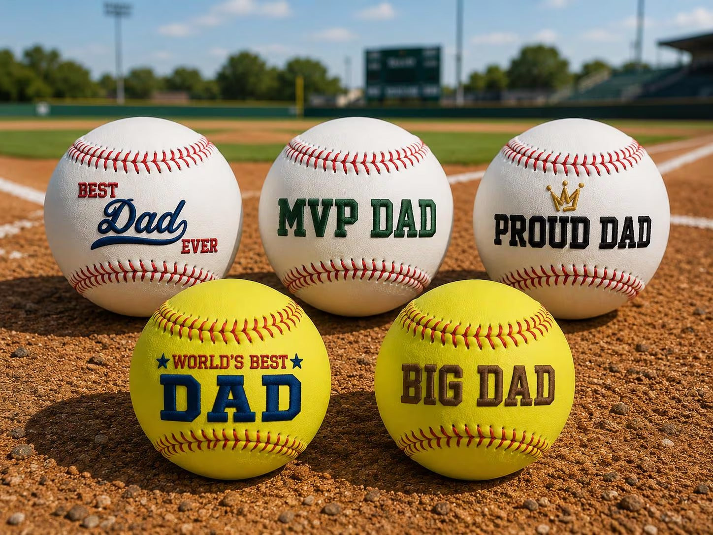Personalized Embroidered Baseball & Softball | Memorial Keepsake Father's Day Gift for Dad from Kids