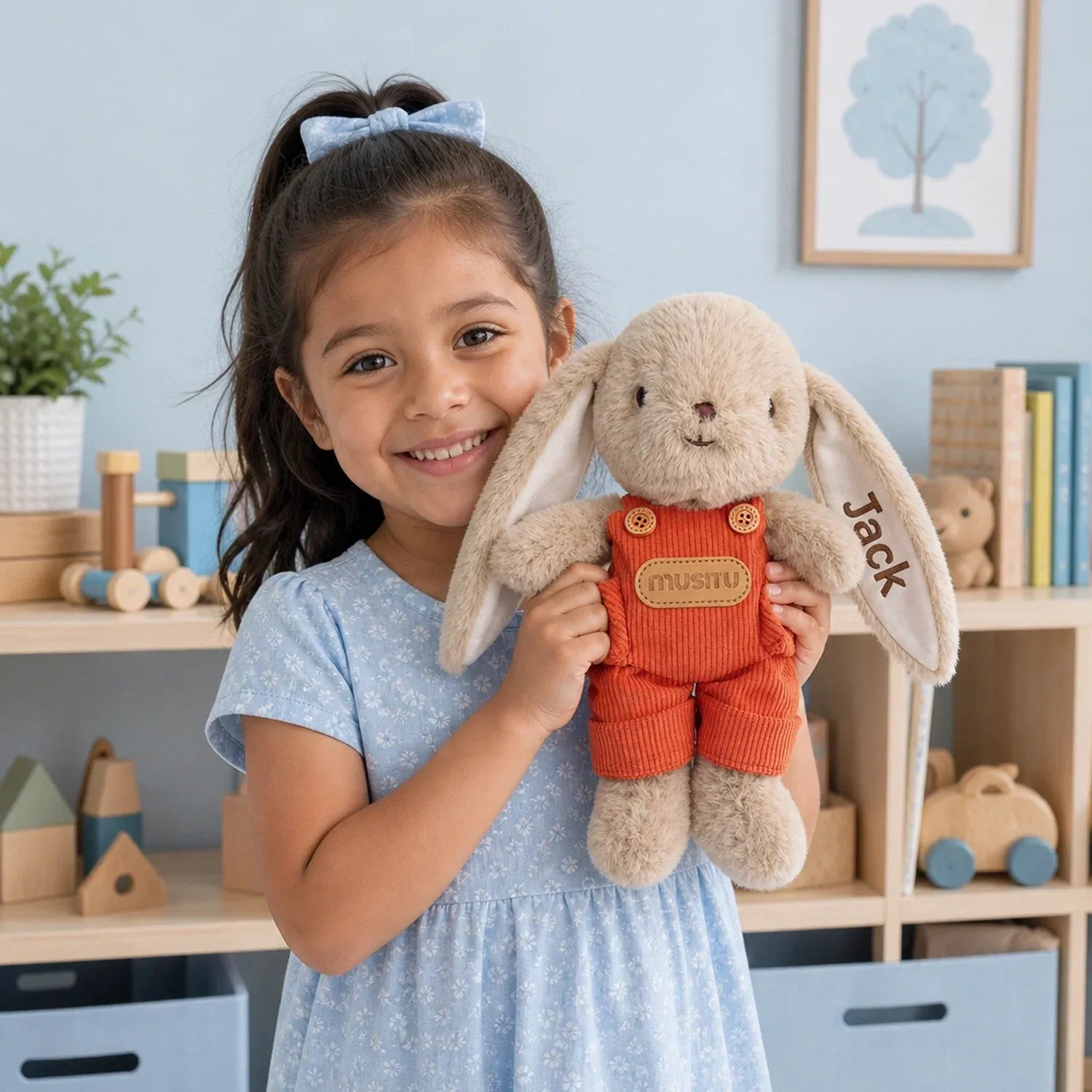 Personalized Bunny Plush, Custom Embroidered Name Stuffed Rabbit, Cute Personalized Gift for Kids & Girls