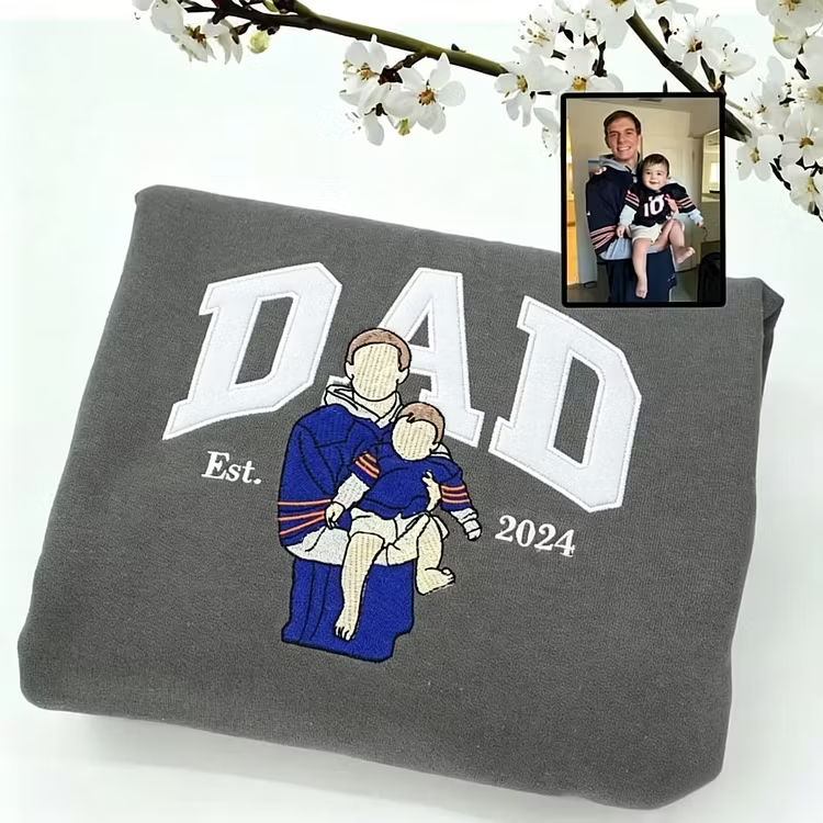 The #1 Father’s Day Gift – Personalized Embroidered Dad Sweatshirt with Custom Photo