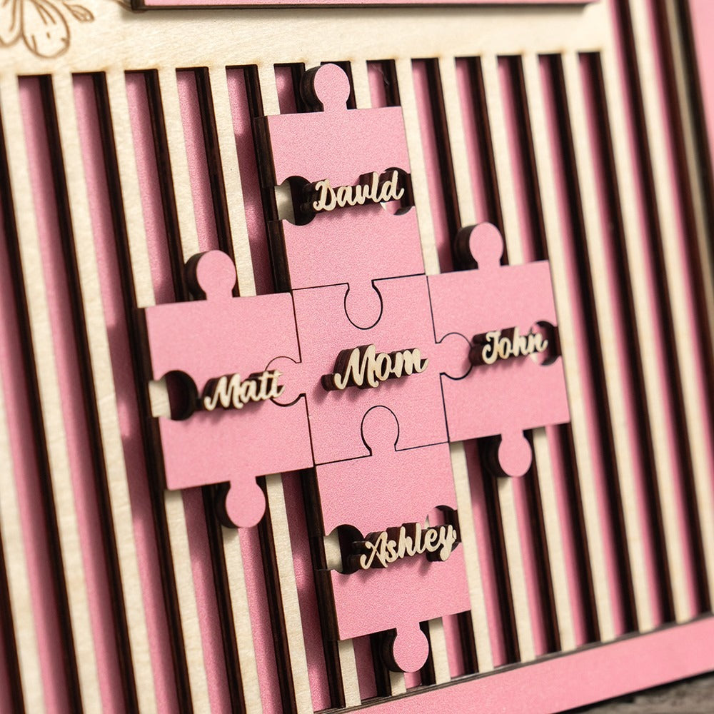 Mom You Are The Piece That Holds Us Together Gate Shape Wooden Puzzle Piece Mother's Day Sign