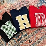 Custom Applique Initials Couple Sweatshirt – Wear Your Loved One’s Letter, Personalized Gift for Him & Her