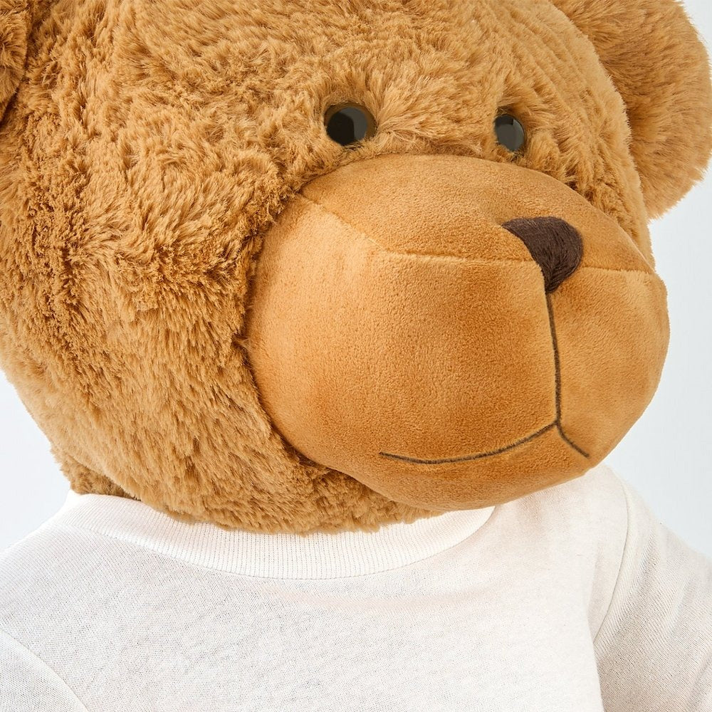 Plush Teddy Bear with Playful Hearts Tee — Custom Design Stuffed Bear, Cute Gift for Him & Her
