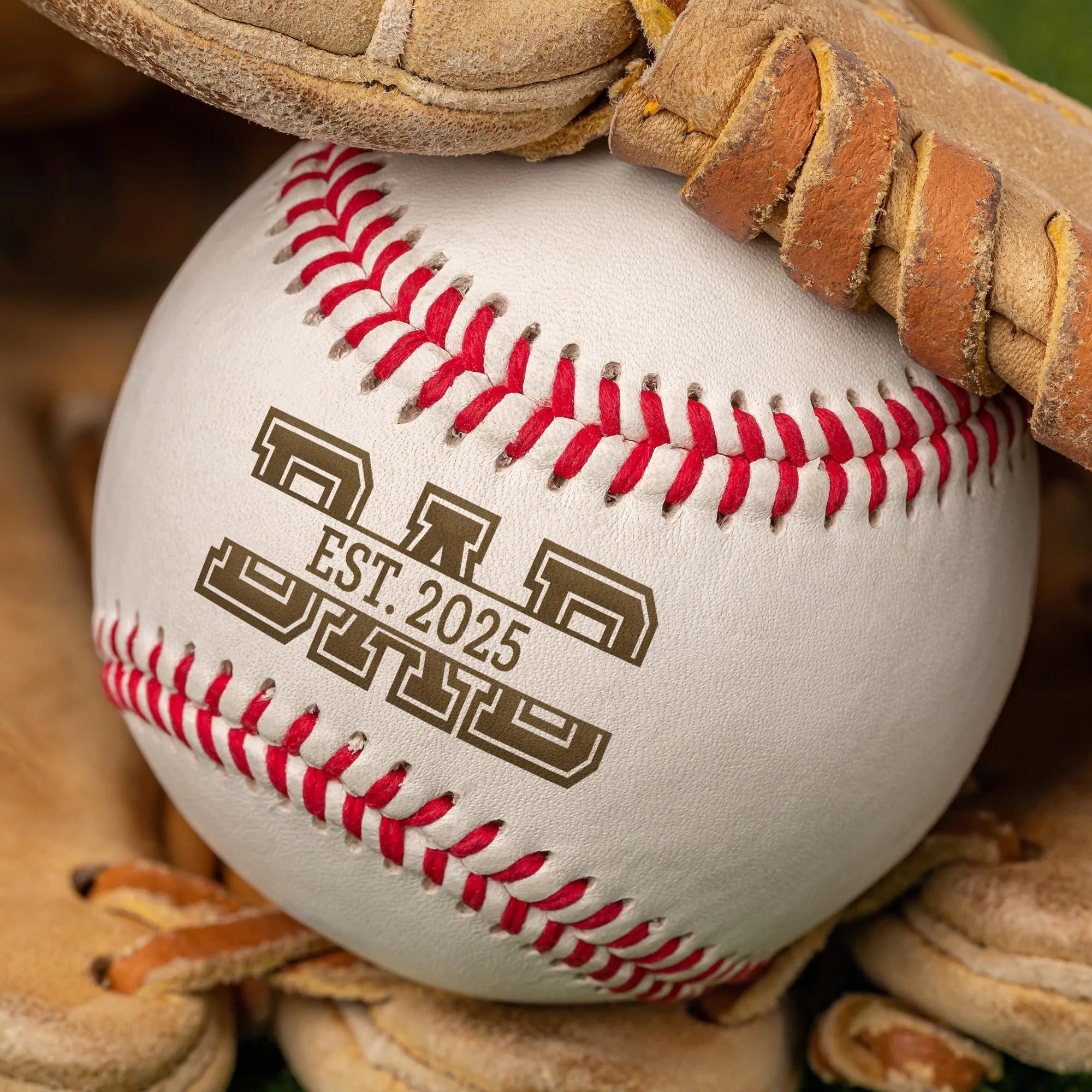 Custom "Dad Est. Year" Laser Engraved Baseball | Father's Day Gift for New Dad & Baseball Coach