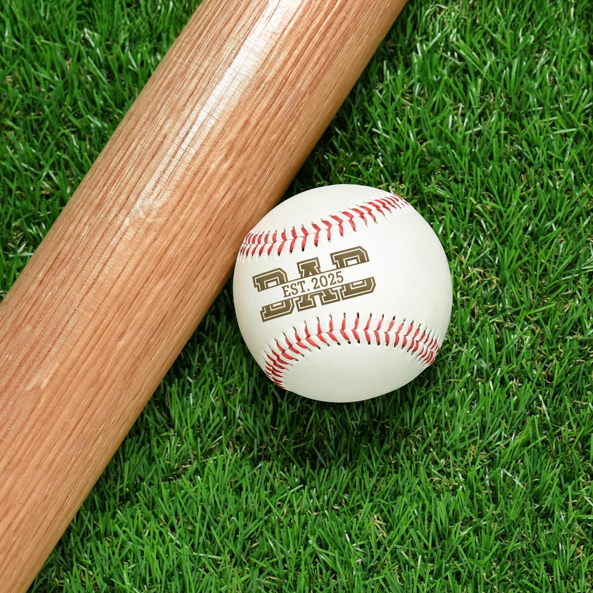 Custom "Dad Est. Year" Laser Engraved Baseball | Father's Day Gift for New Dad & Baseball Coach