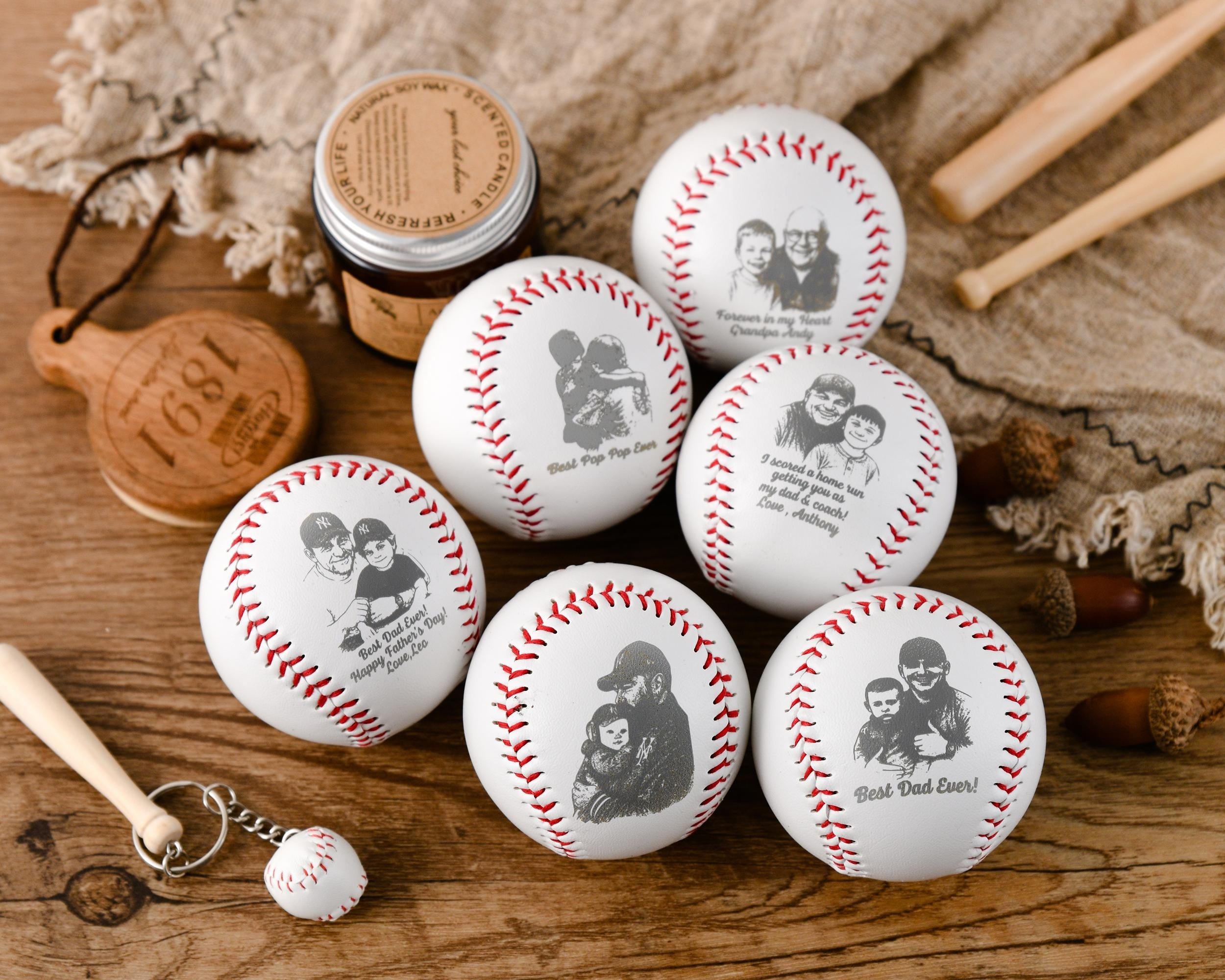 Personalized Baseball Gift for Dad - Custom Photo Engraved Photo Best Dad Ever, Heartfelt Father's Day Gift