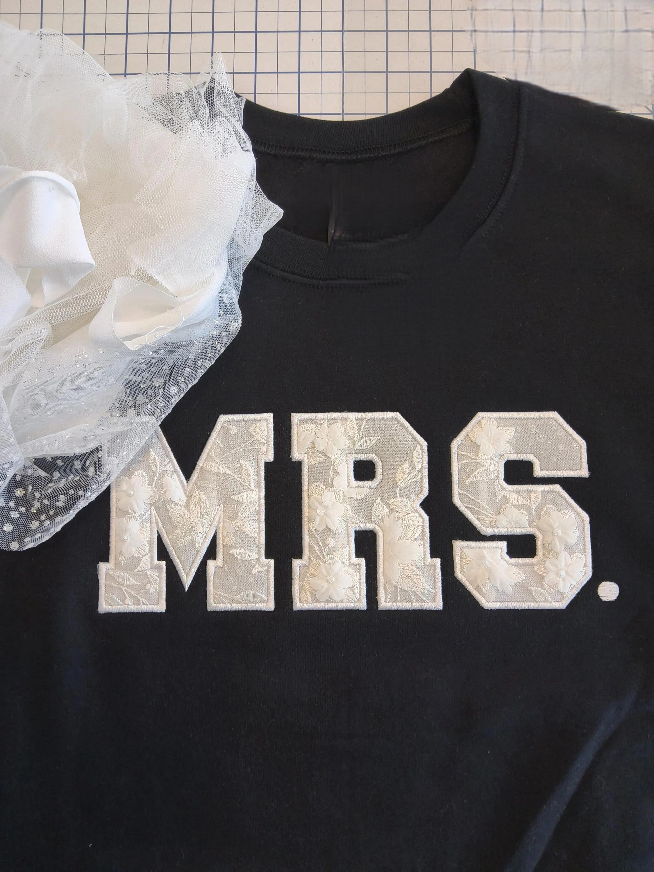 Custom-Made MRS. Sweatshirt – Embroidered Keepsake from Wedding Dress