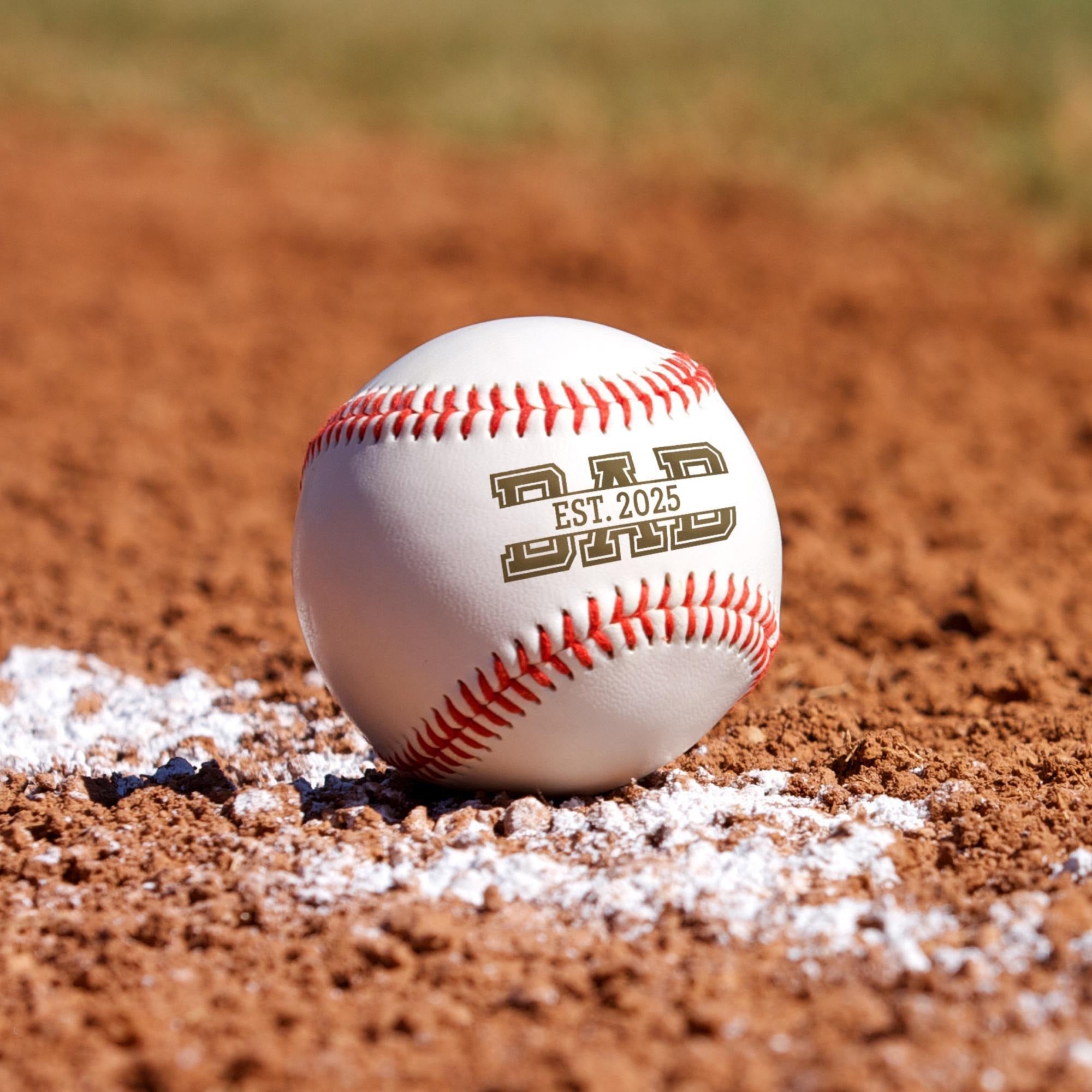 Custom "Dad Est. Year" Laser Engraved Baseball | Father's Day Gift for New Dad & Baseball Coach