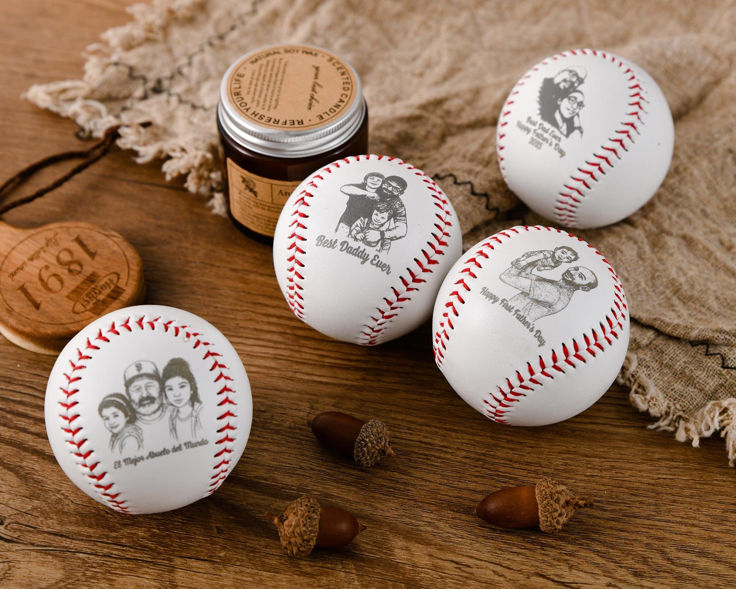 Personalized Baseball Gift for Dad - Custom Photo Engraved Photo Best Dad Ever, Heartfelt Father's Day Gift