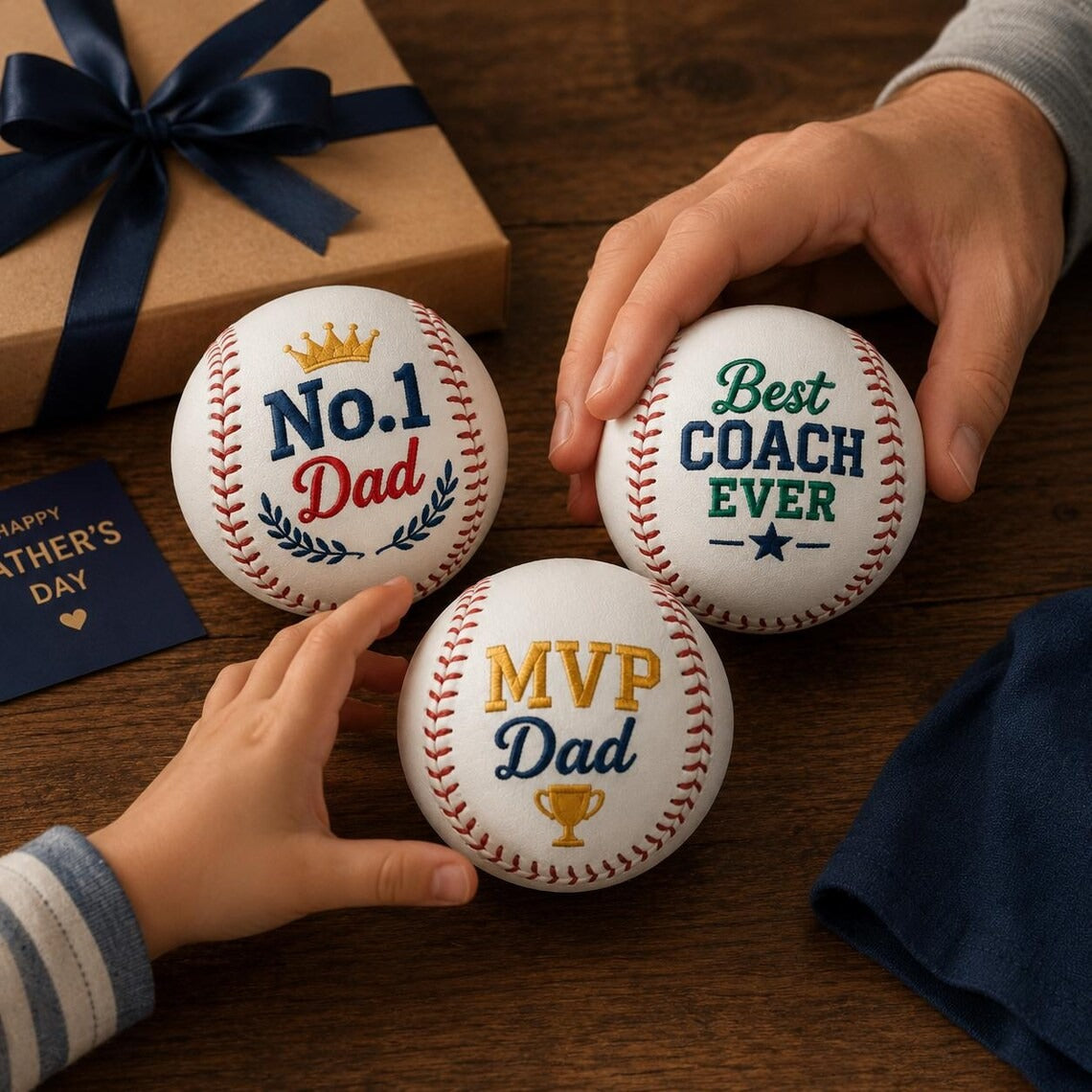Embroidered Baseball Gift for Dad | Personalized Father's Day Keepsake for Baseball Dad & Coach