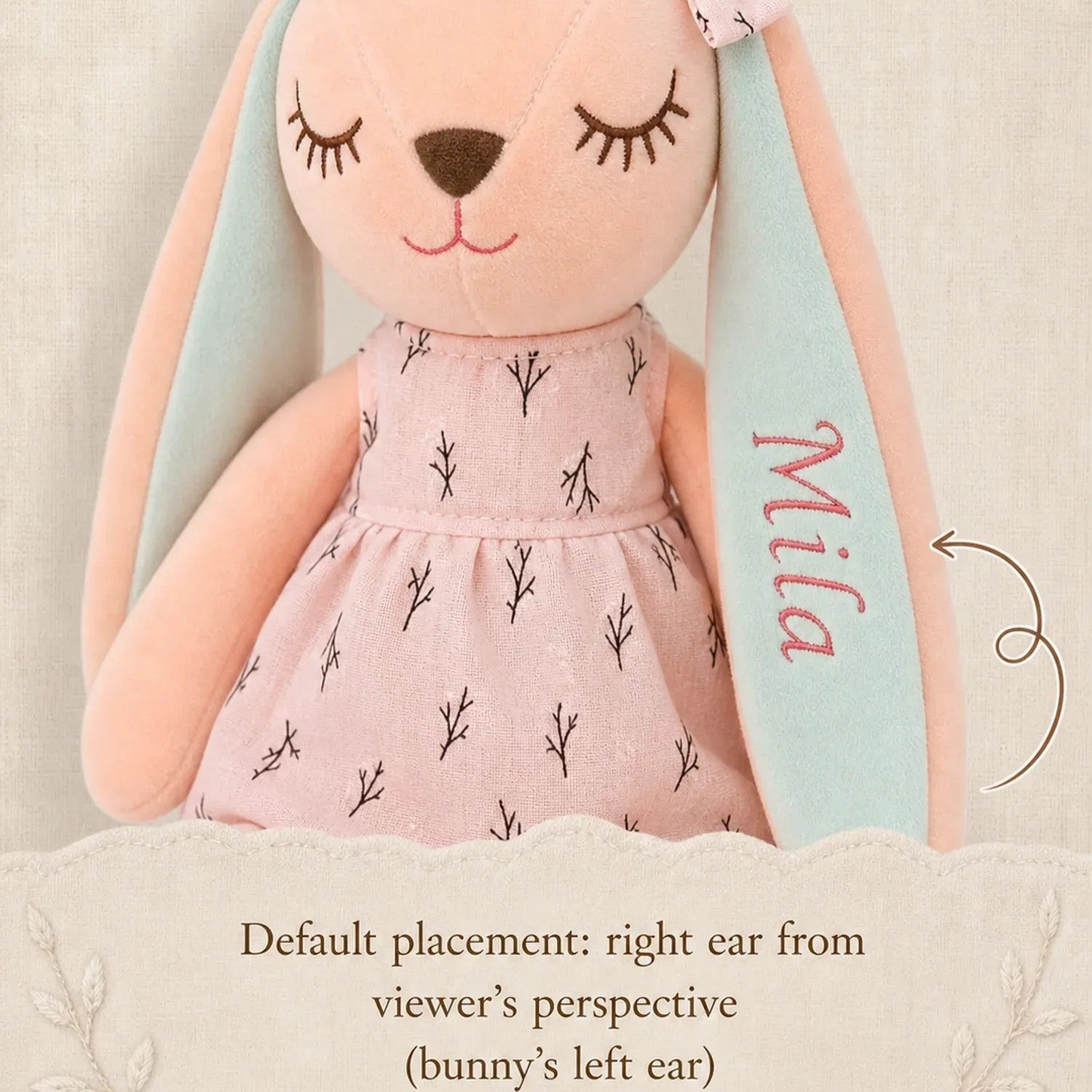 Personalized Embroidered Plush Bunny with Custom Name, Cuddly Keepsake for Couples, Kids & Families
