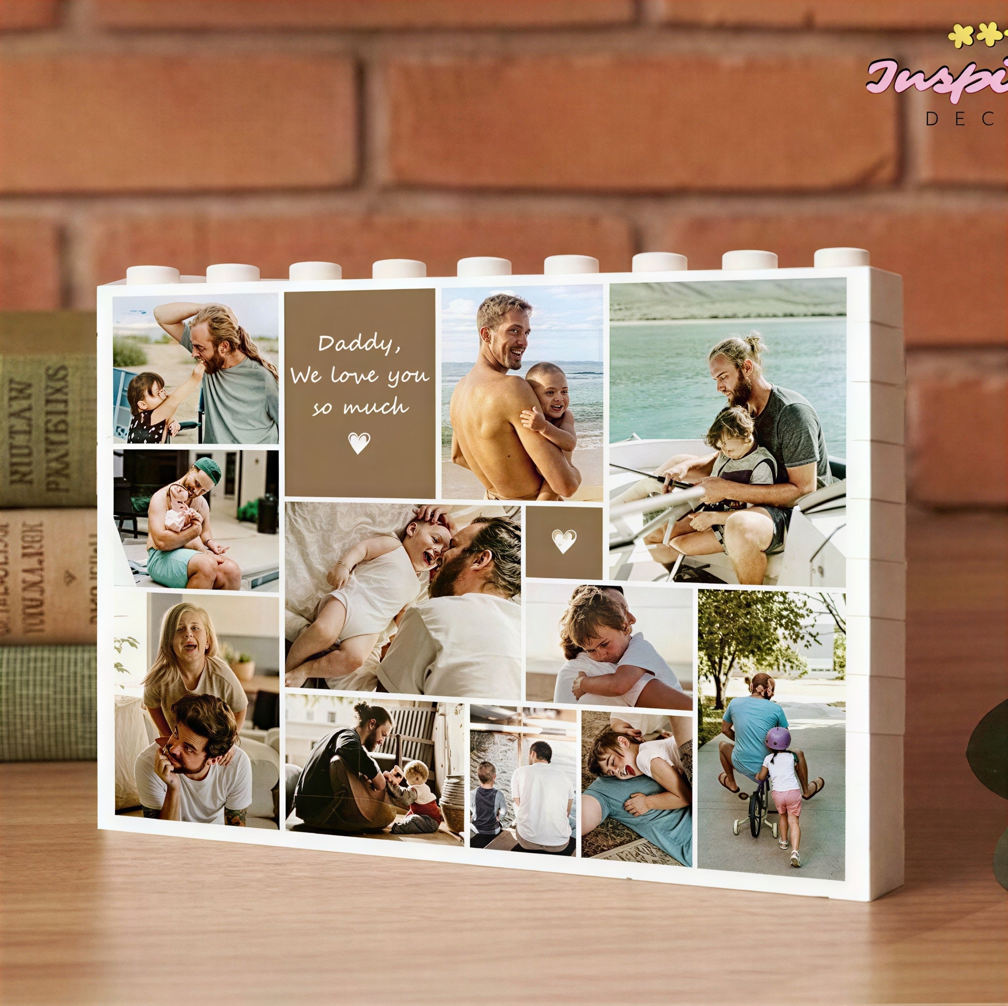 Custom Photo Collage Dad And Kids Building Blocks, Gift for Dad, Best Dad Gift, Fathers Day Picture Collage