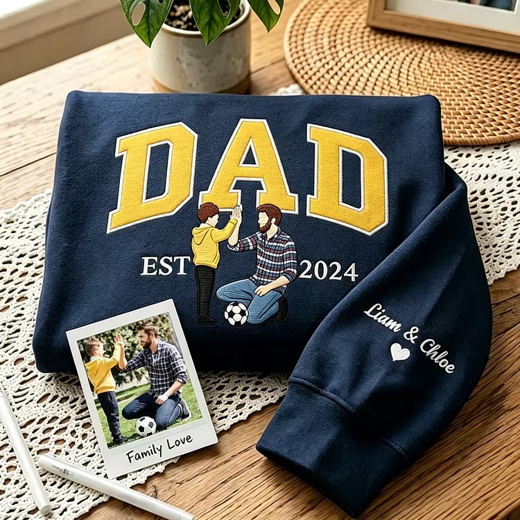 The #1 Father’s Day Gift – Personalized Embroidered Dad Sweatshirt with Custom Photo