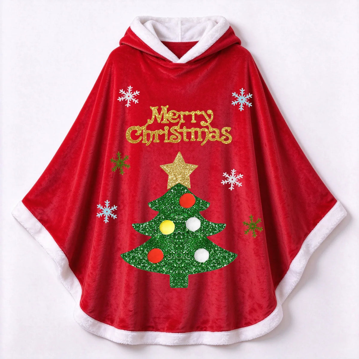 Custom Red or Green Christmas Capes for Family – Holiday Cloak for Adults & Kids, Matching Party Outerwear for Couples, Parents & Children