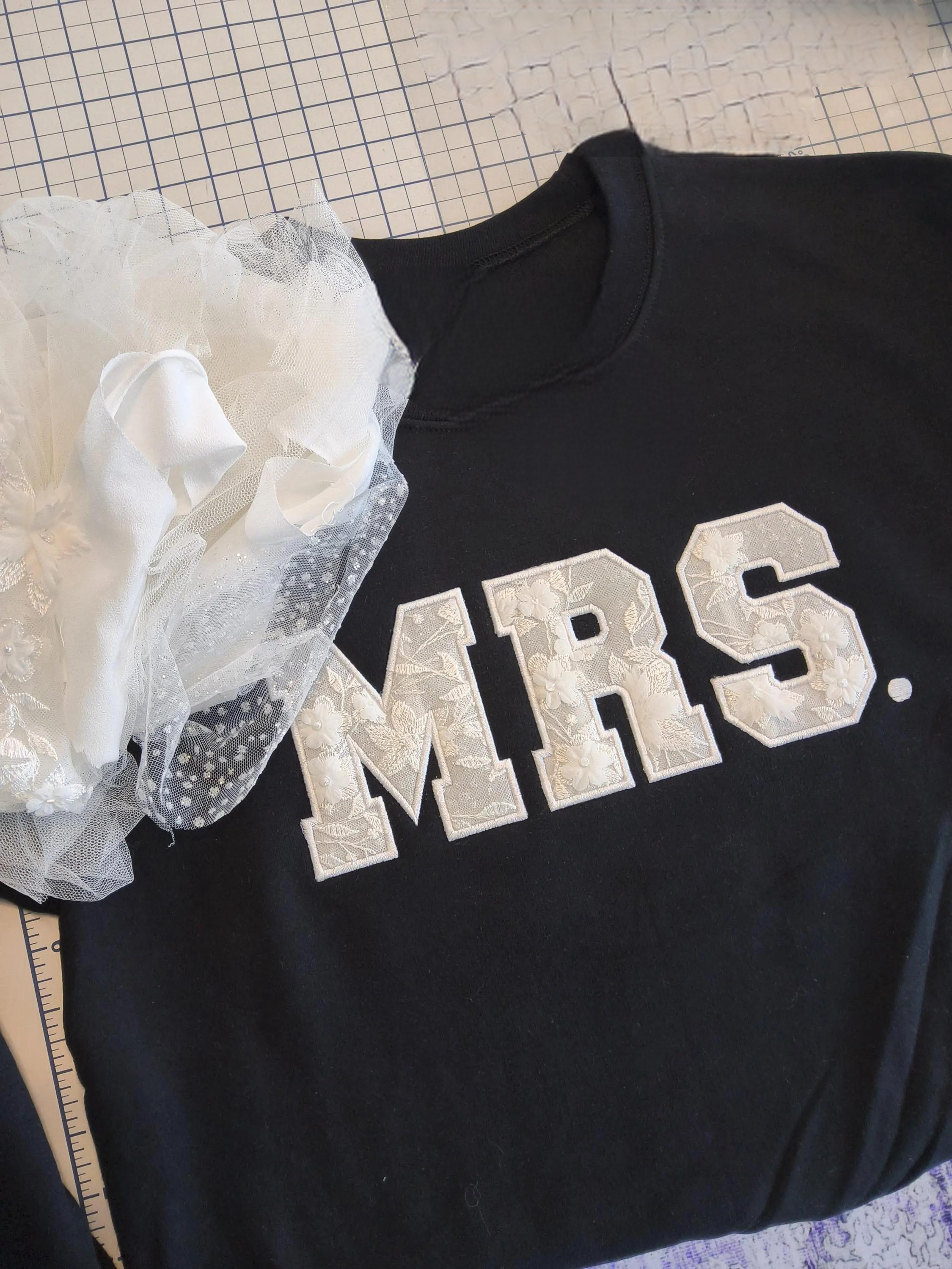 Custom-Made MRS. Sweatshirt – Embroidered Keepsake from Wedding Dress