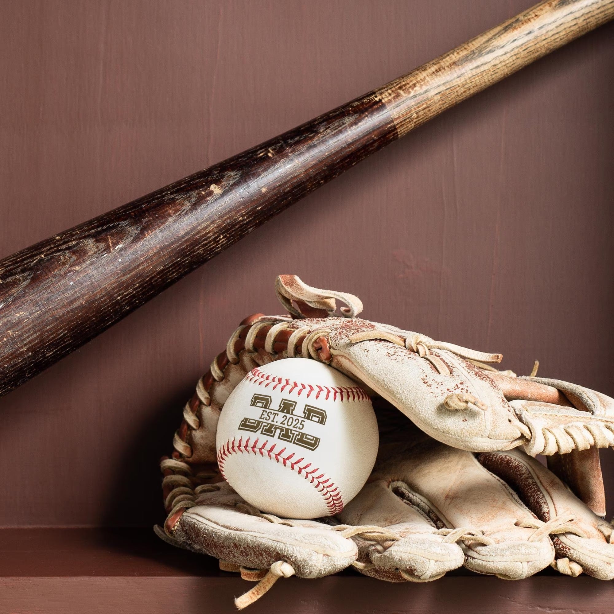 Custom "Dad Est. Year" Laser Engraved Baseball | Father's Day Gift for New Dad & Baseball Coach