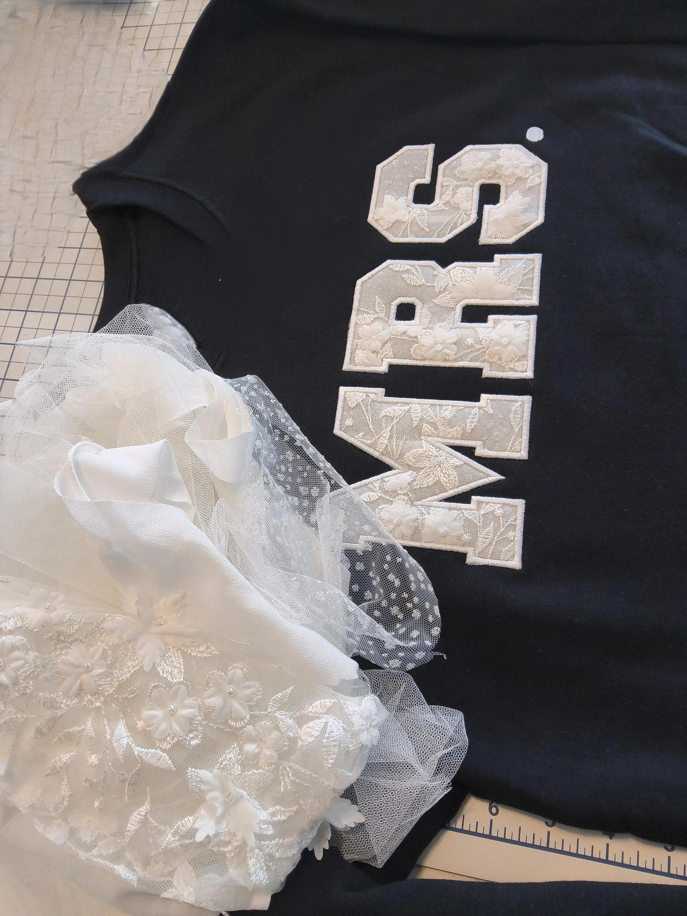Custom-Made MRS. Sweatshirt – Embroidered Keepsake from Wedding Dress