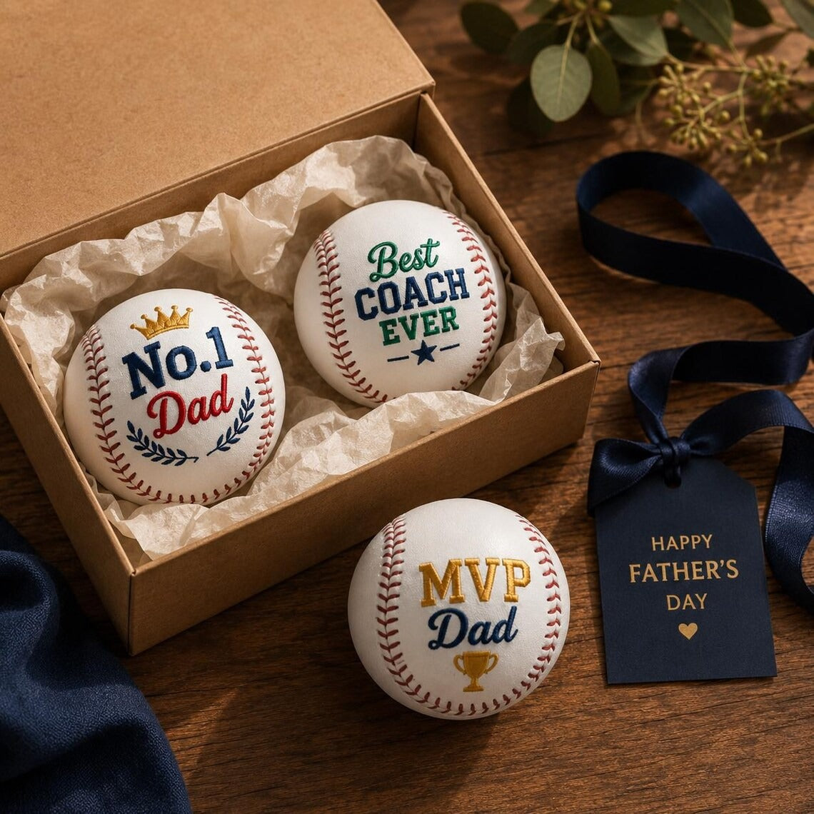 Embroidered Baseball Gift for Dad | Personalized Father's Day Keepsake for Baseball Dad & Coach