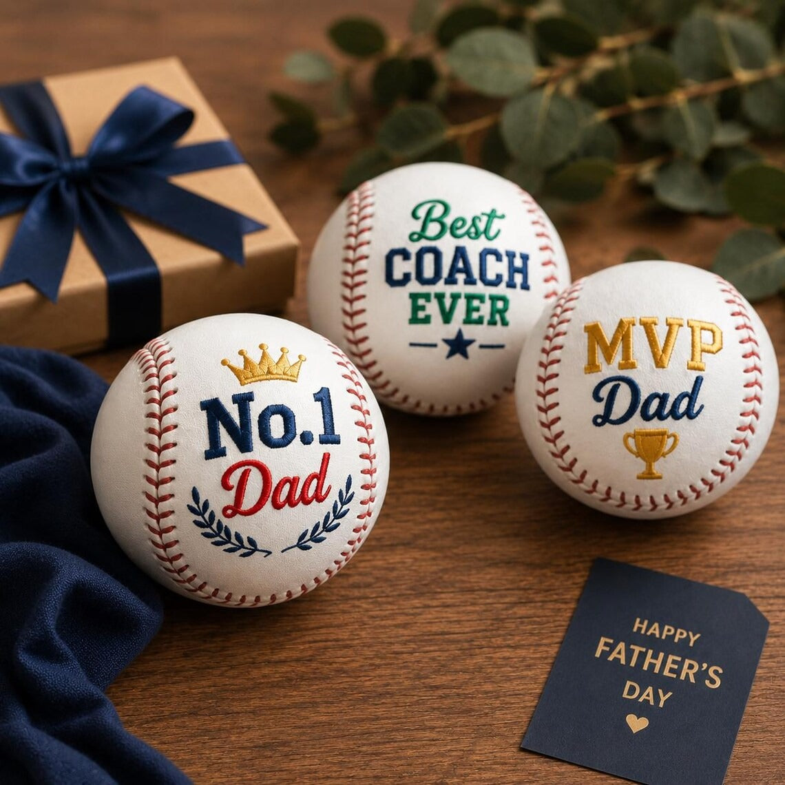 Embroidered Baseball Gift for Dad | Personalized Father's Day Keepsake for Baseball Dad & Coach