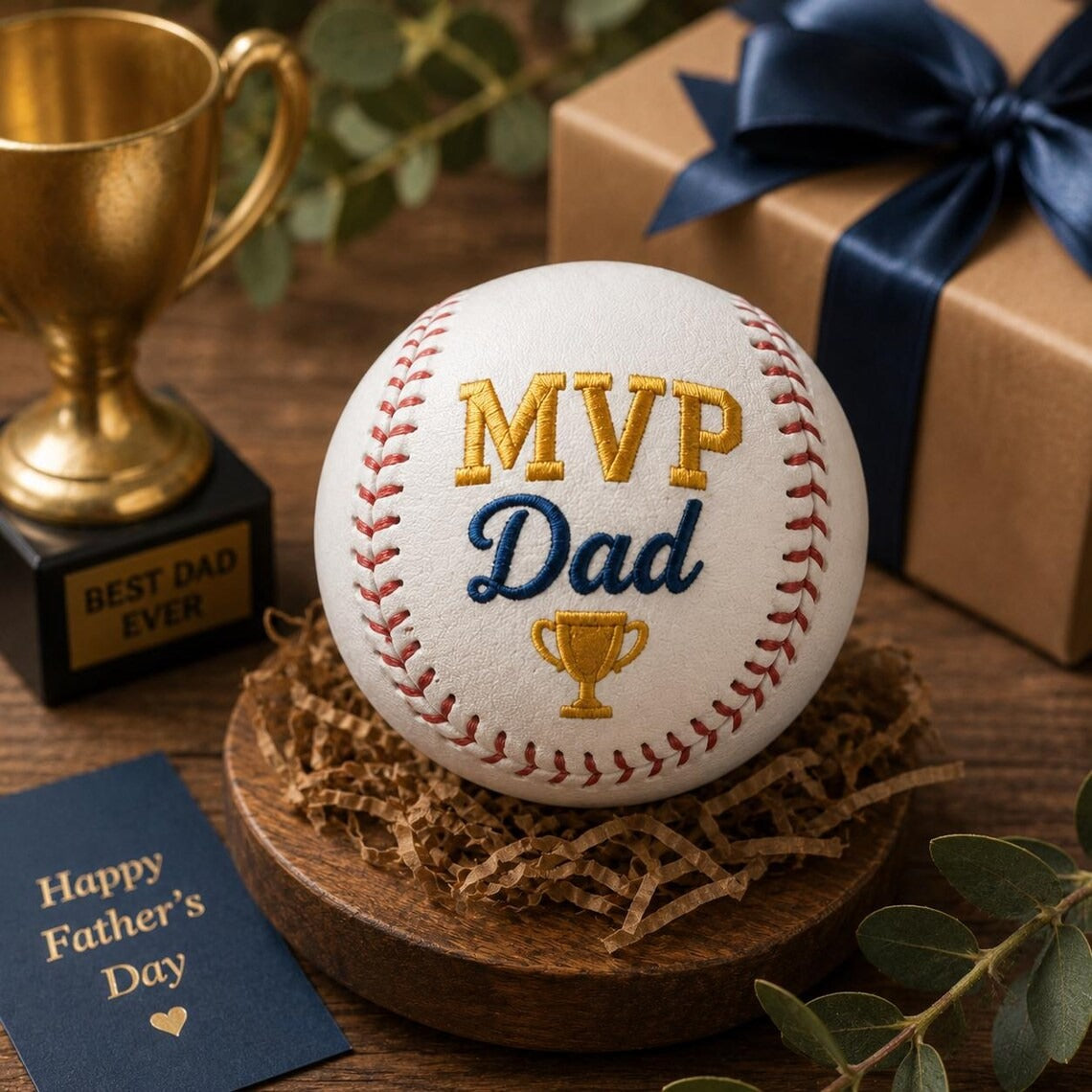 Embroidered Baseball Gift for Dad | Personalized Father's Day Keepsake for Baseball Dad & Coach