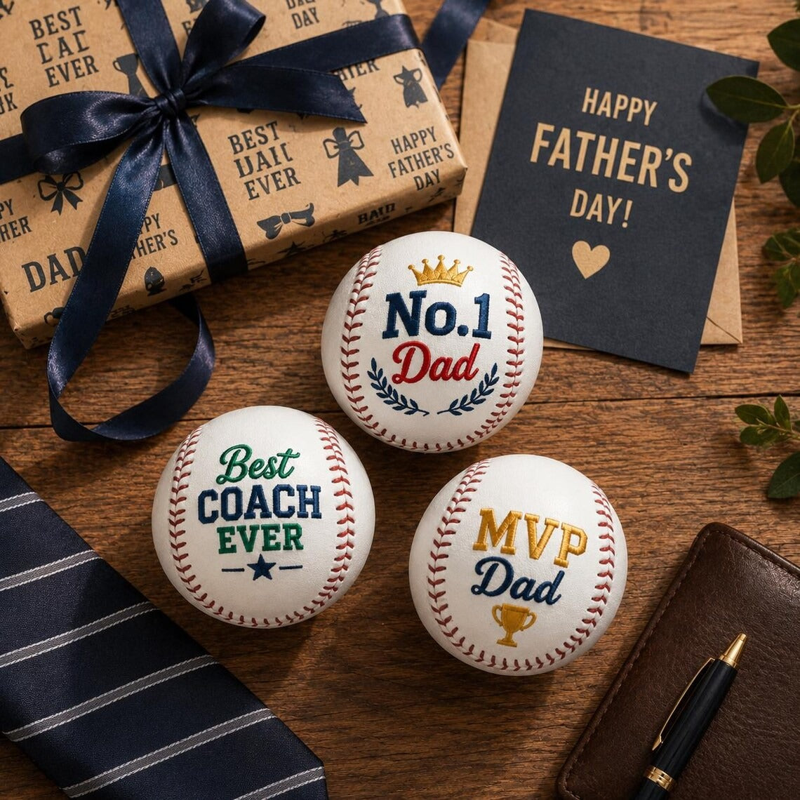 Embroidered Baseball Gift for Dad | Personalized Father's Day Keepsake for Baseball Dad & Coach